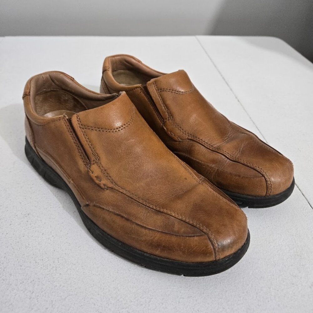 Johnston & Murphy Mens Leather Slip-On Loafers Shoes Sz 8M Cognac Sheepskin XC4